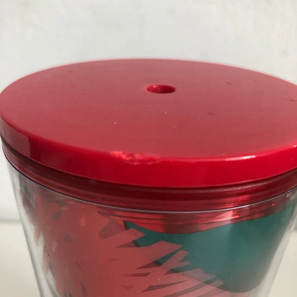Starbucks 2019 Holiday Red Tumbler with Green Logo and Gold Accents